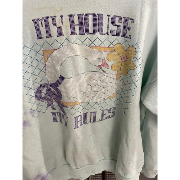 Vintage 'My House My Rules' Long Sleeve Shirt – Distressed with Stains & Marks. - Picture 3 of 6